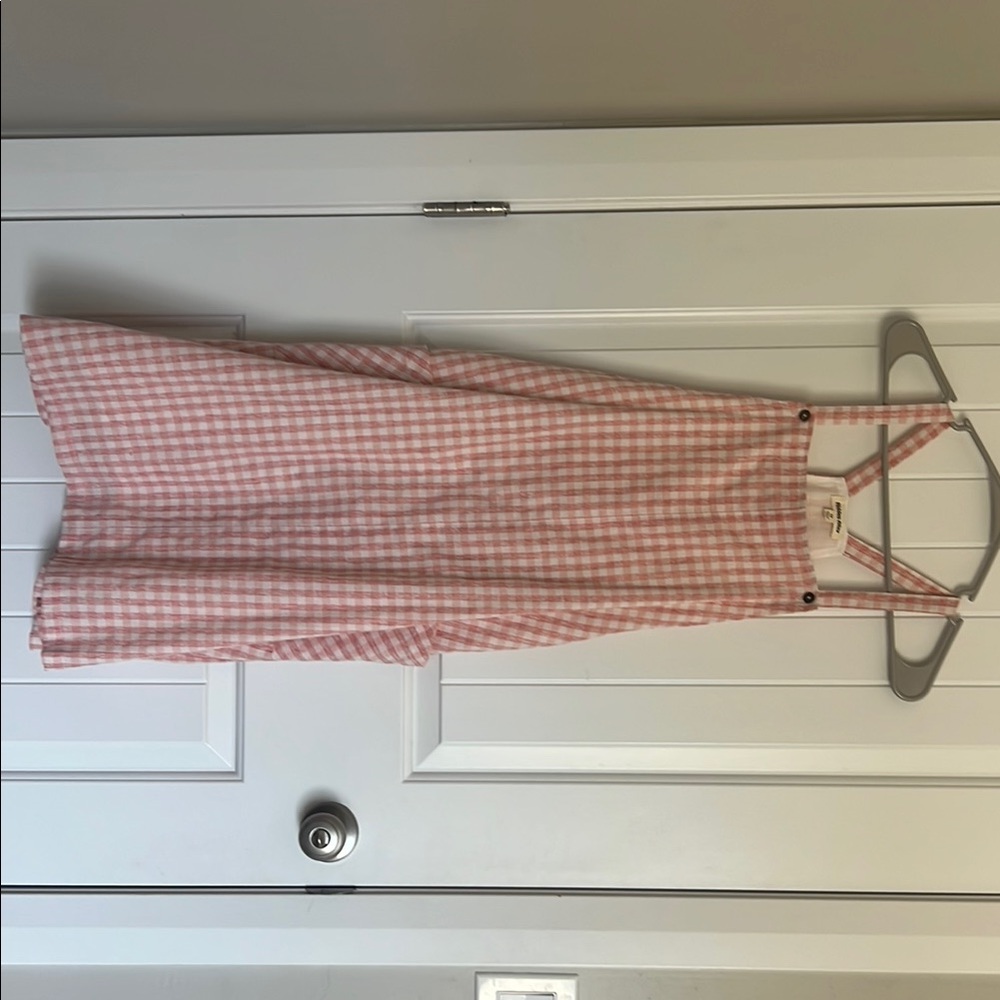 Pink Gingham Midi Dress